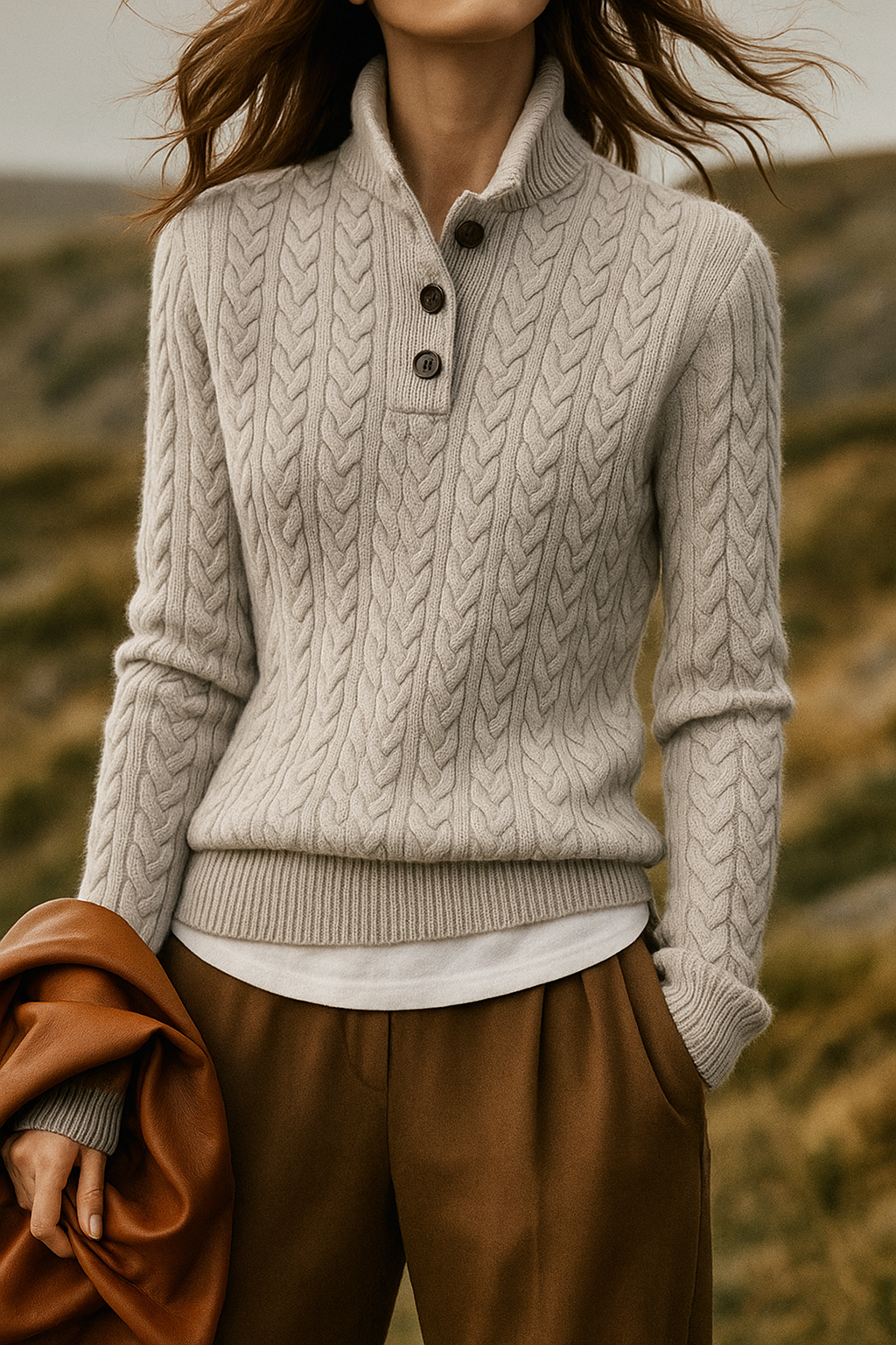 Harlow Button-Up Cashmere Sweater