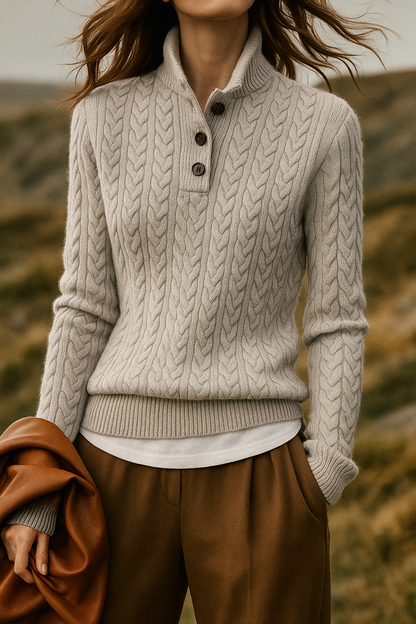Harlow Button-Up Cashmere Sweater