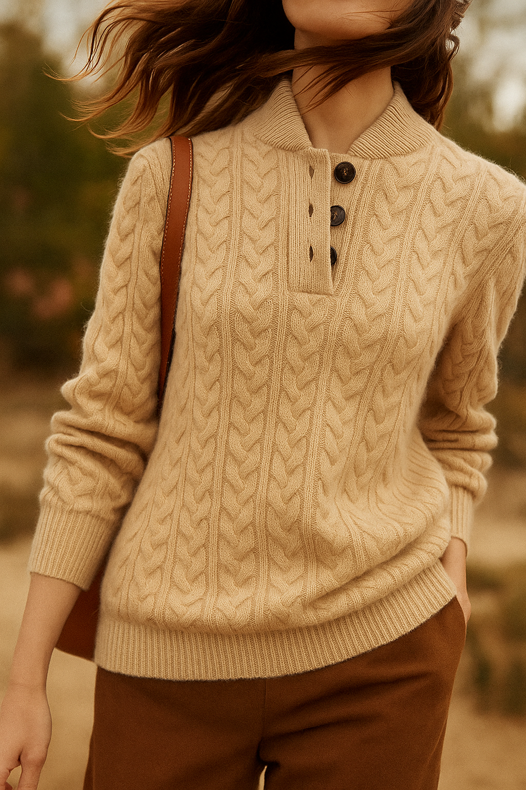 Harlow Button-Up Cashmere Sweater