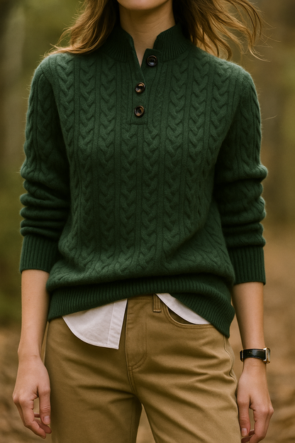 Harlow Button-Up Cashmere Sweater