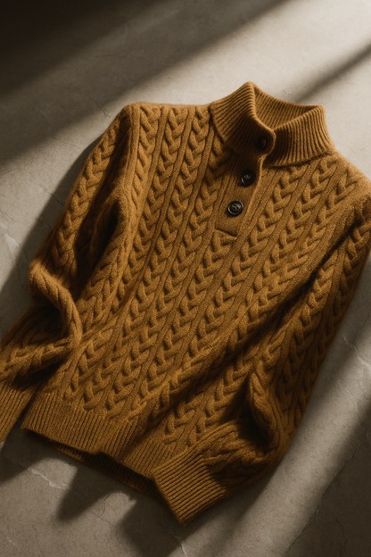 Harlow Button-Up Cashmere Sweater