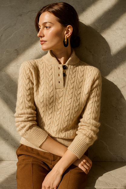 Harlow Button-Up Cashmere Sweater