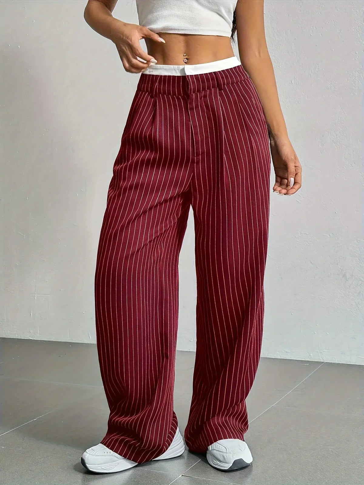 Giselle Striped High-Waist Wide-Leg Pants