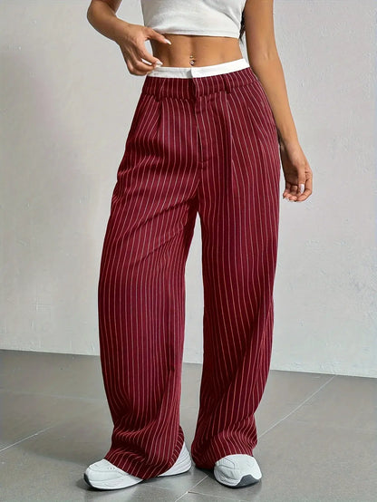 Giselle Striped High-Waist Wide-Leg Pants