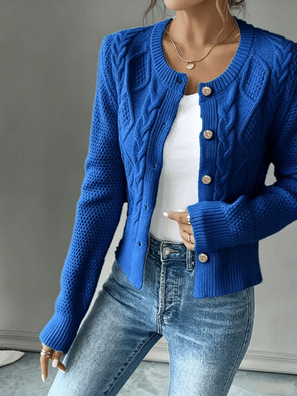 Melisande Cable-Knit Button-Front Cardigan