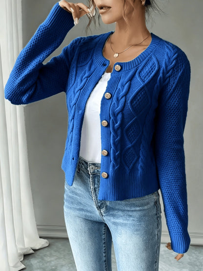 Melisande Cable-Knit Button-Front Cardigan