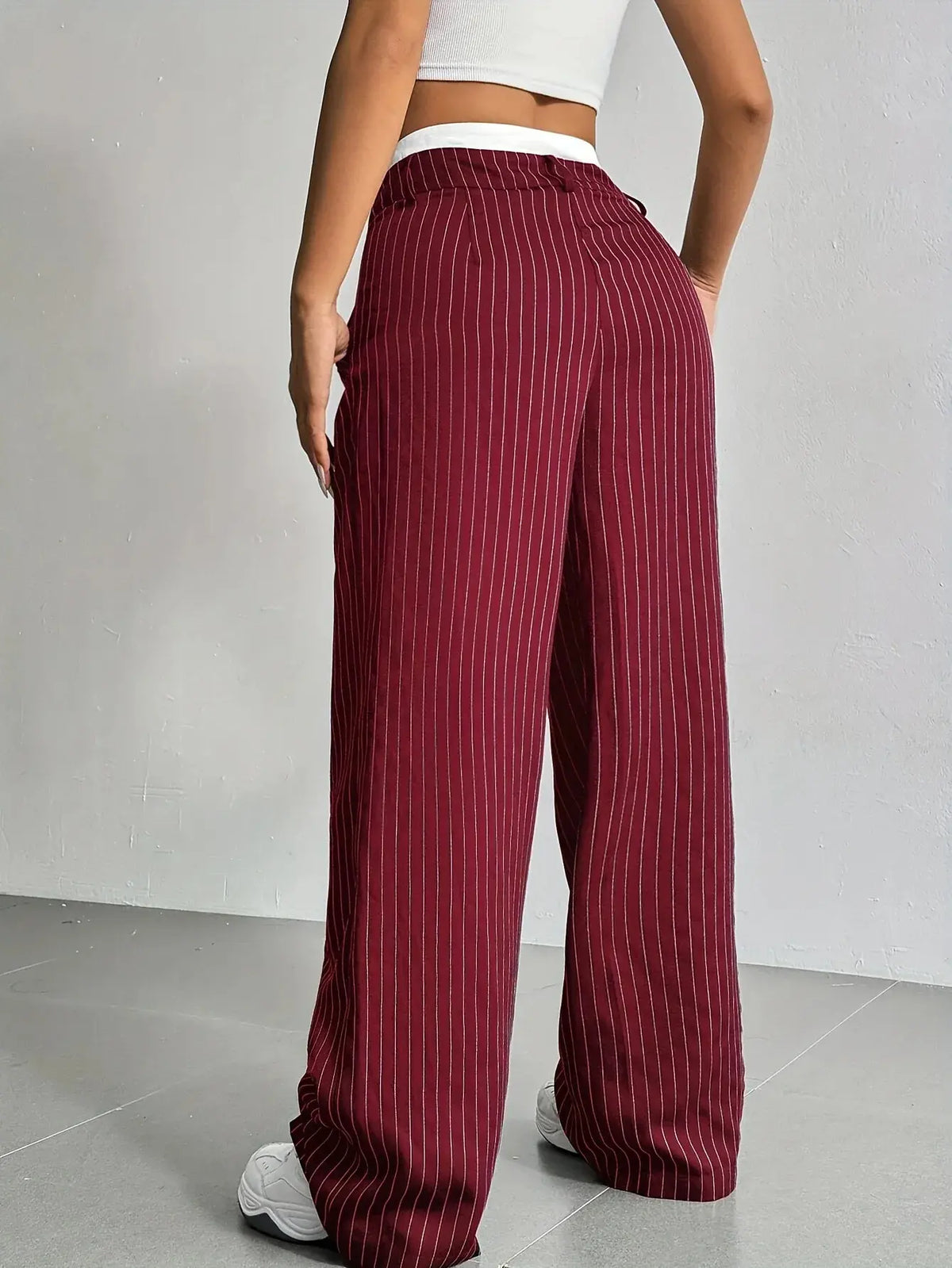 Giselle Striped High-Waist Wide-Leg Pants