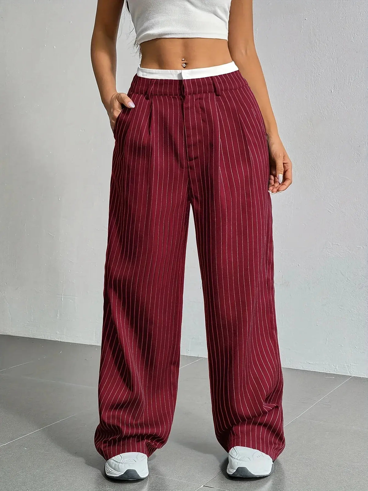 Giselle Striped High-Waist Wide-Leg Pants