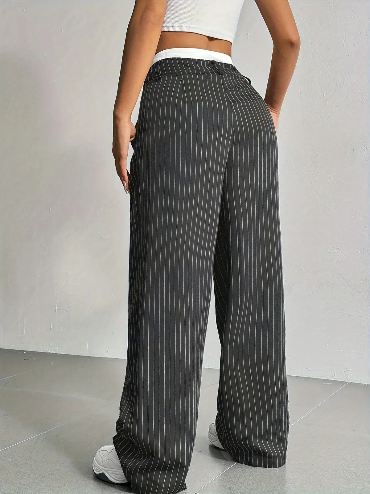 Giselle Striped High-Waist Wide-Leg Pants