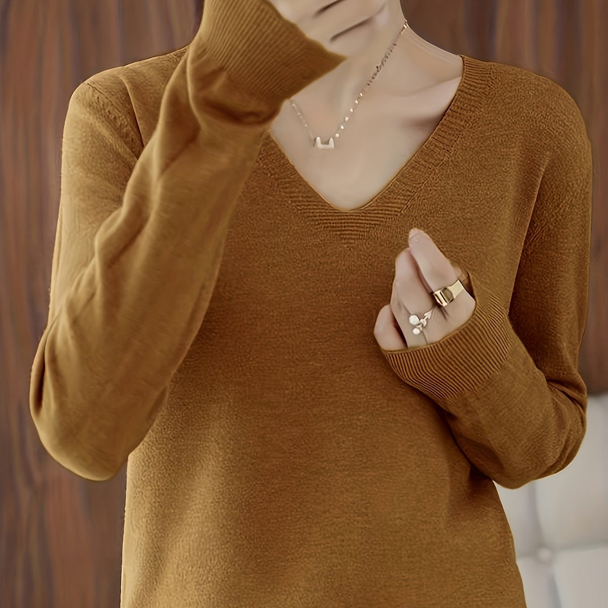 Ravina Relaxed V-Neck Knit Sweater