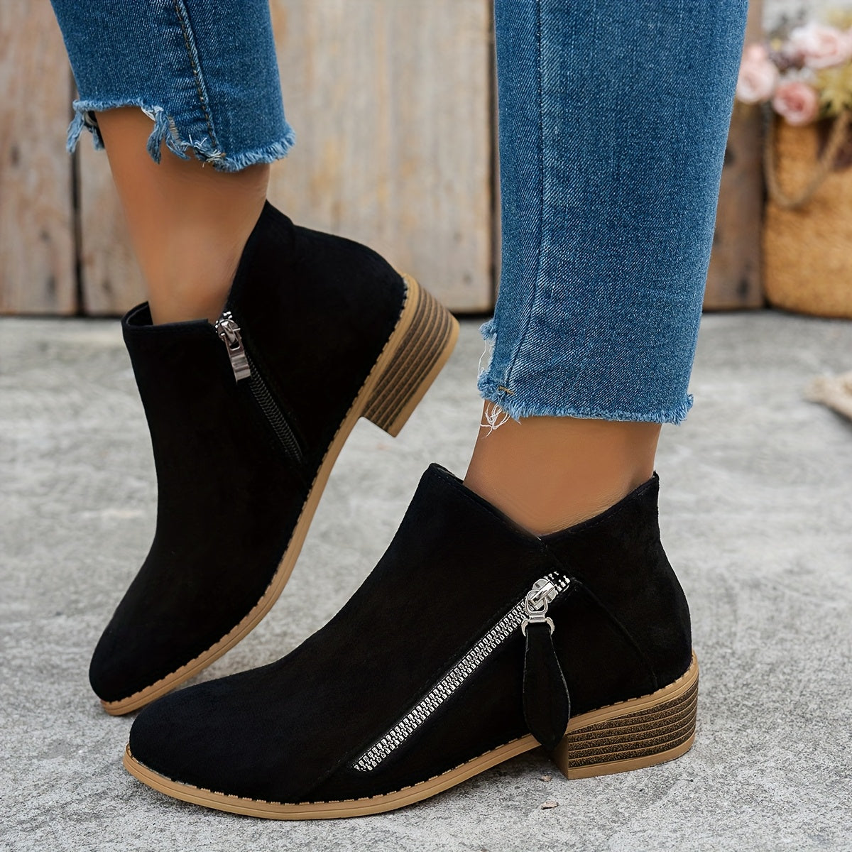 Evelina Side-Zip Ankle Boots