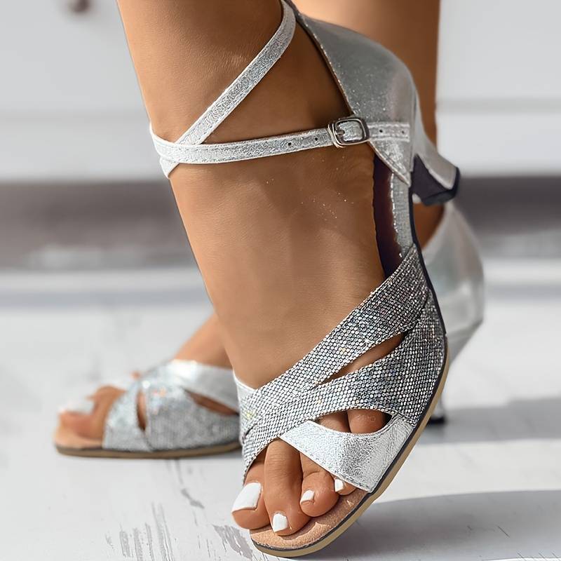Anika Sequin Heeled Sandals