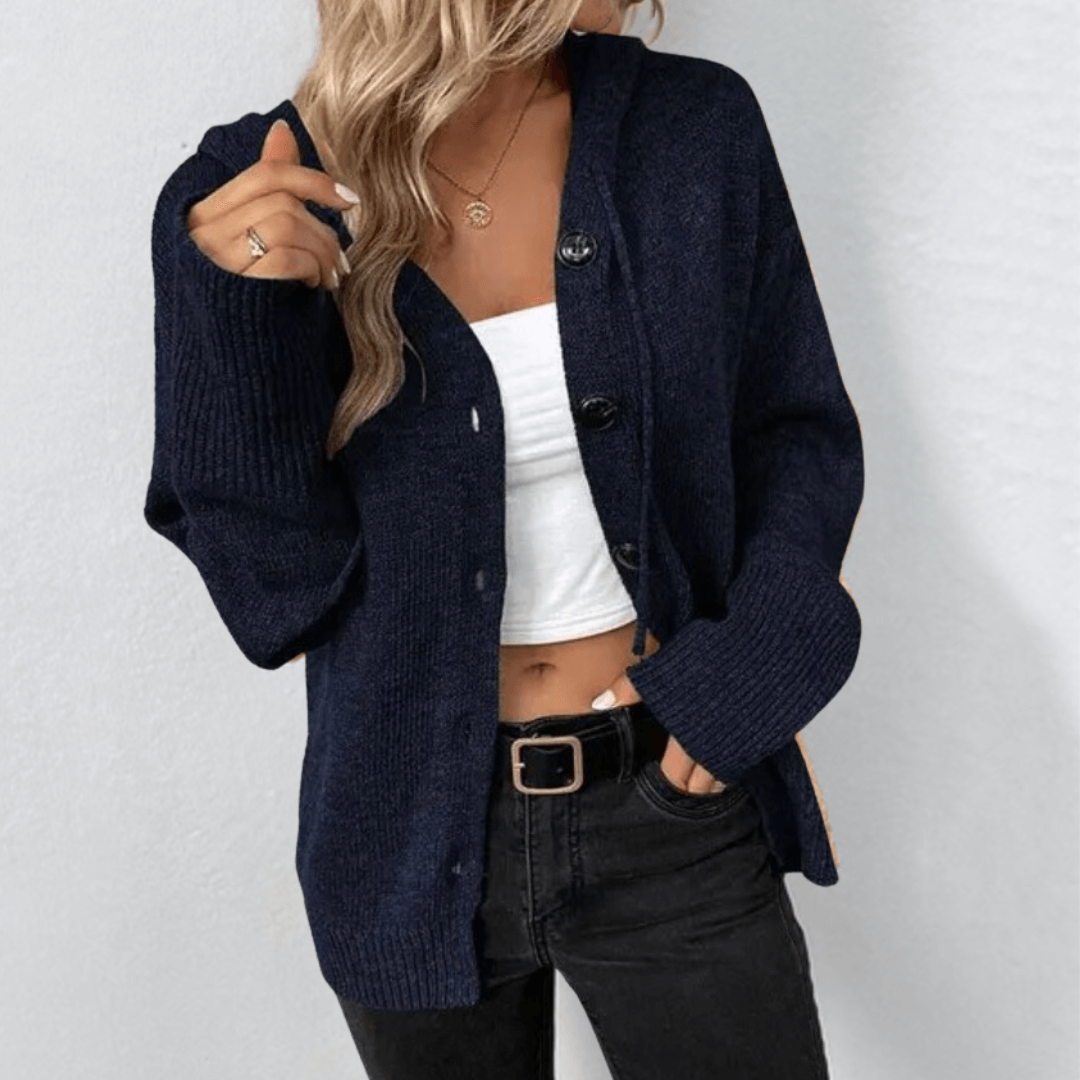 Faye Hooded Button-Front Cardigan
