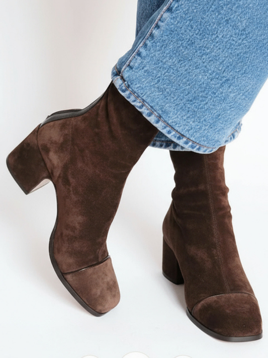 Selena Women's Square-Toe Velvet Ankle Boots