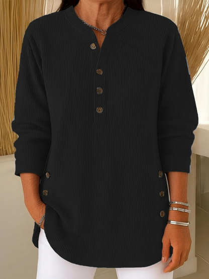 Elowen Ribbed Henley Tunic Sweater