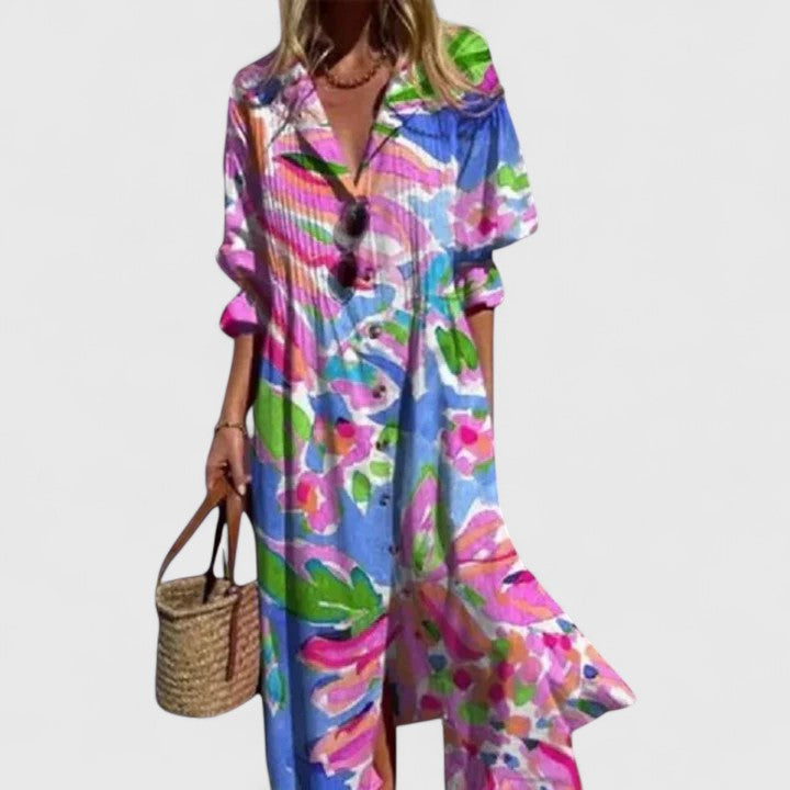 Elena Floral Button-Front Midi Dress