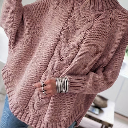 Mirabel Cable-Knit High-Neck Sweater