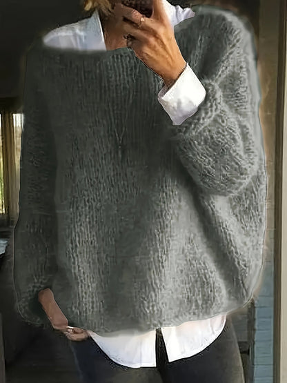 Natalina Relaxed Crew-Neck Knit Sweater