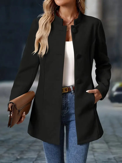 Isabeau Stand-Collar Button Coat