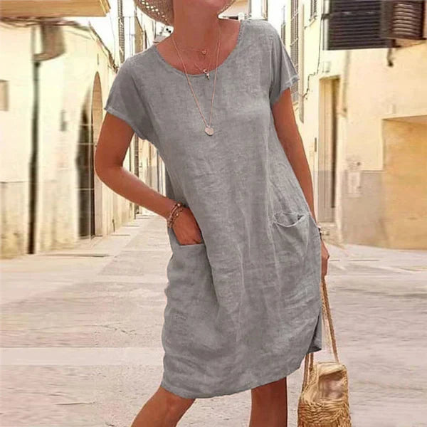 Lucia Cotton Linen Pocket Midi Dress