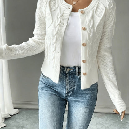 Melisande Cable-Knit Button-Front Cardigan