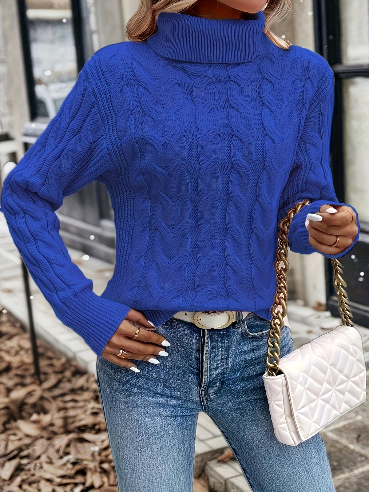 Rosamund Cable-Knit Turtleneck Sweater