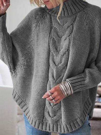 Maëlle High-Neck Cable-Knit Sweater