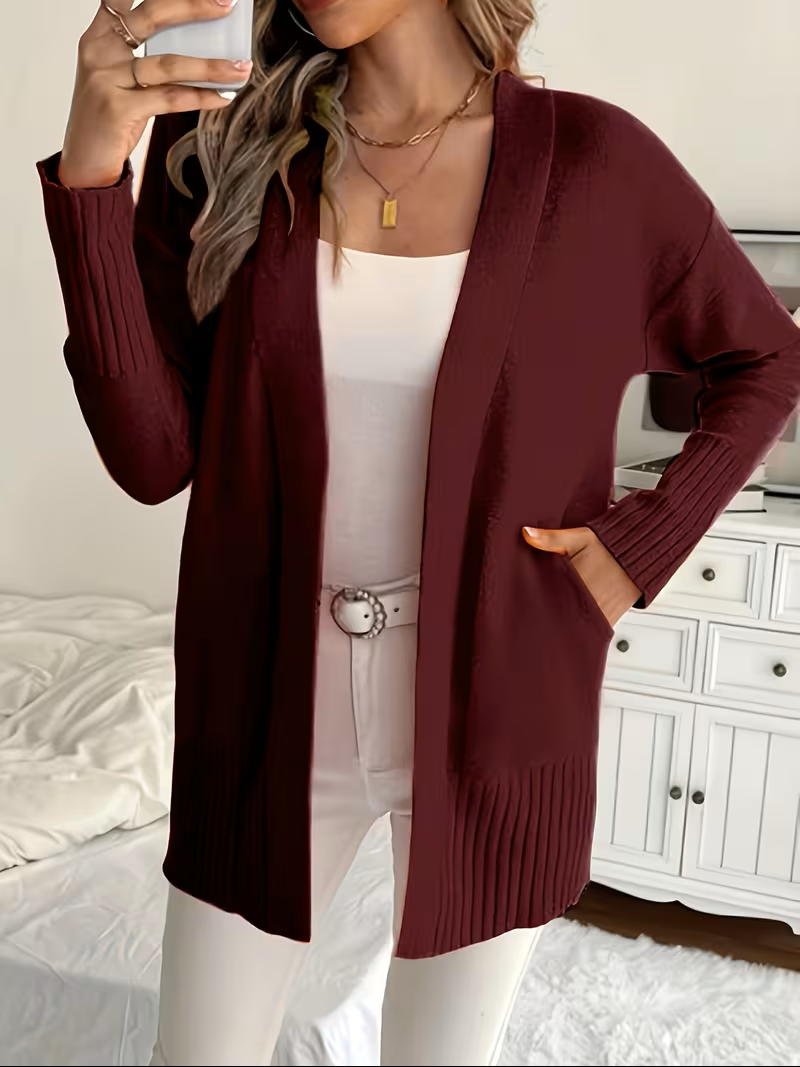 Florina Draped Open-Front Cardigan