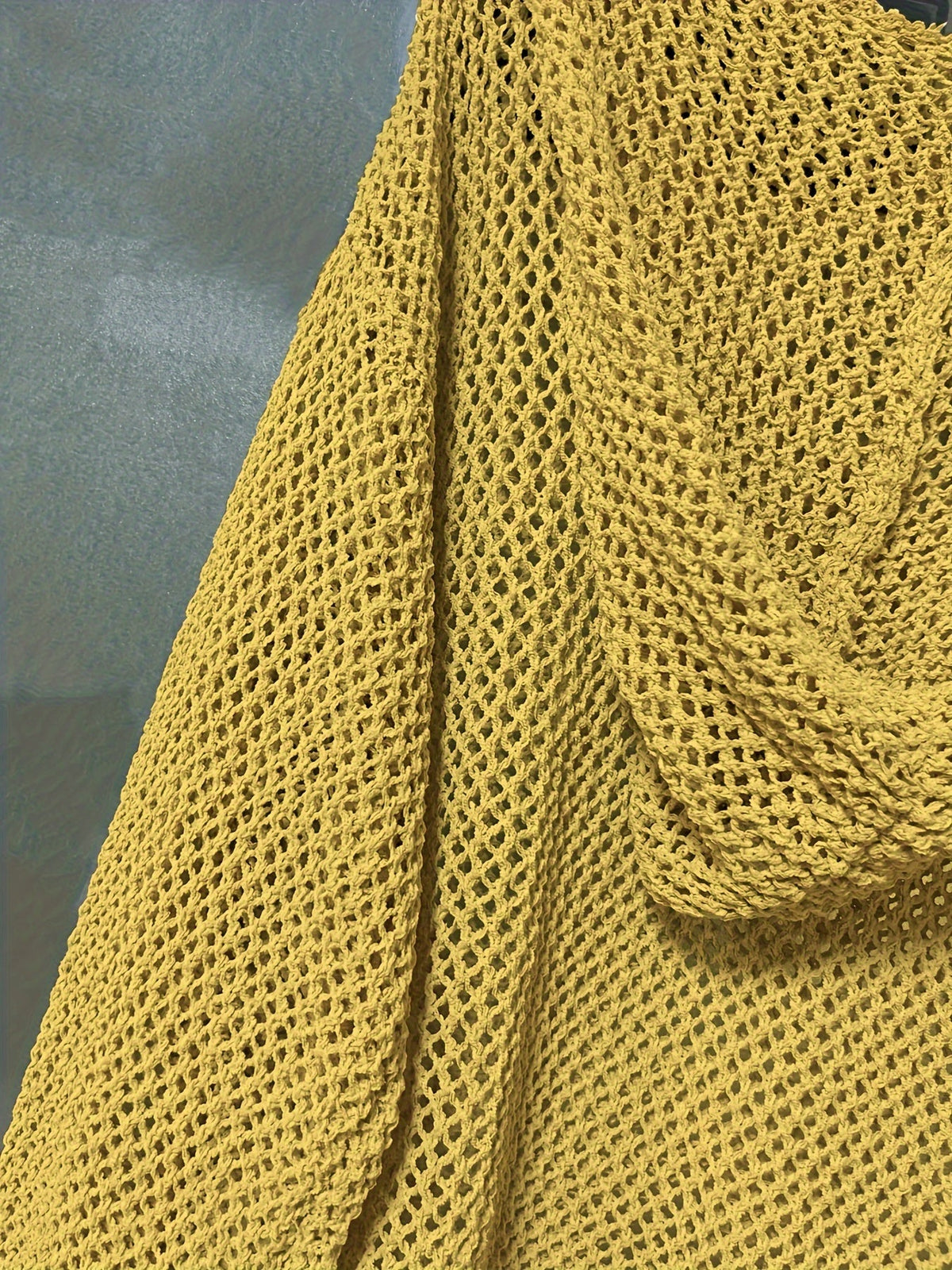 Isabeau Open-Knit Hooded Sweater
