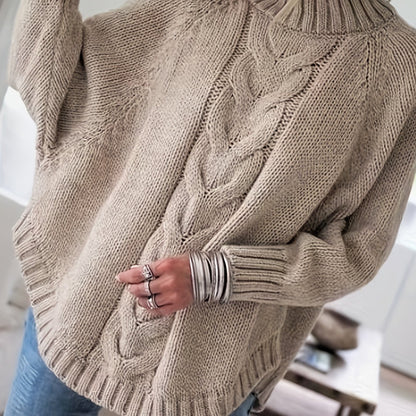 Maëlle High-Neck Cable-Knit Sweater