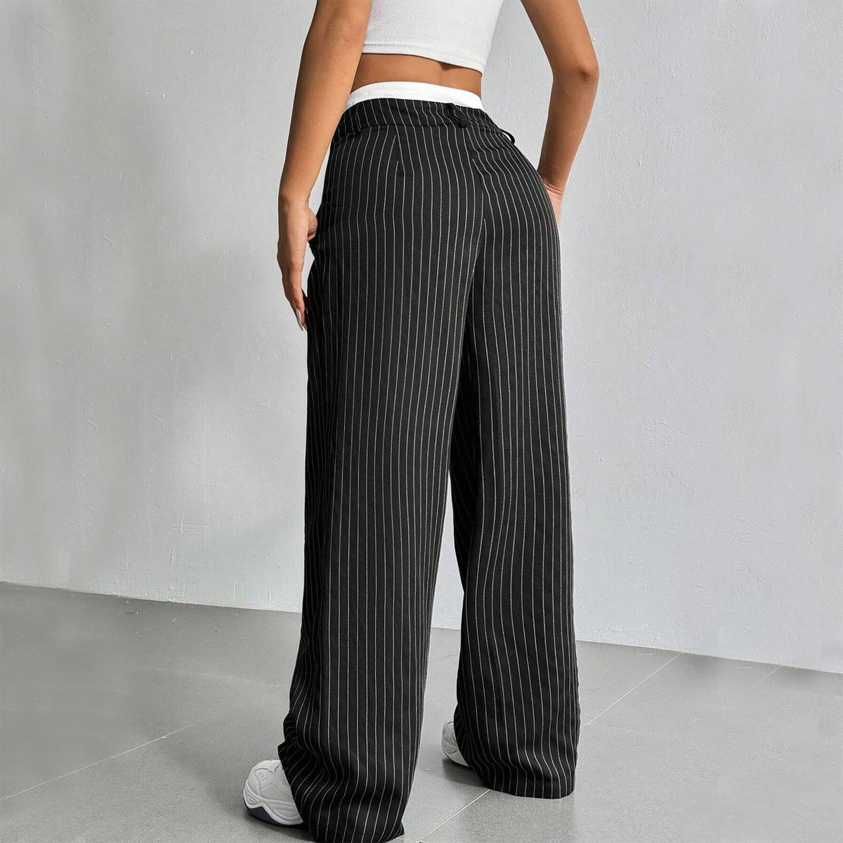 Giselle Striped High-Waist Wide-Leg Pants