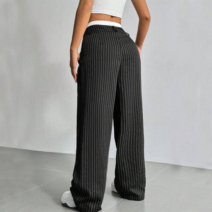 Giselle Striped High-Waist Wide-Leg Pants