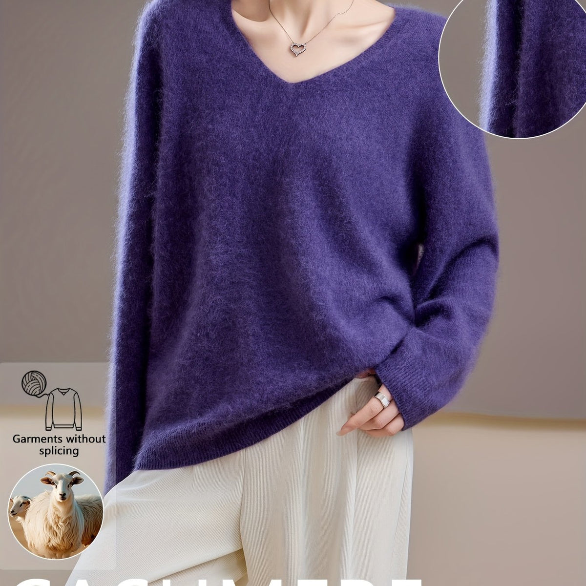 Aveline Cashmere Wool V-Neck Sweater