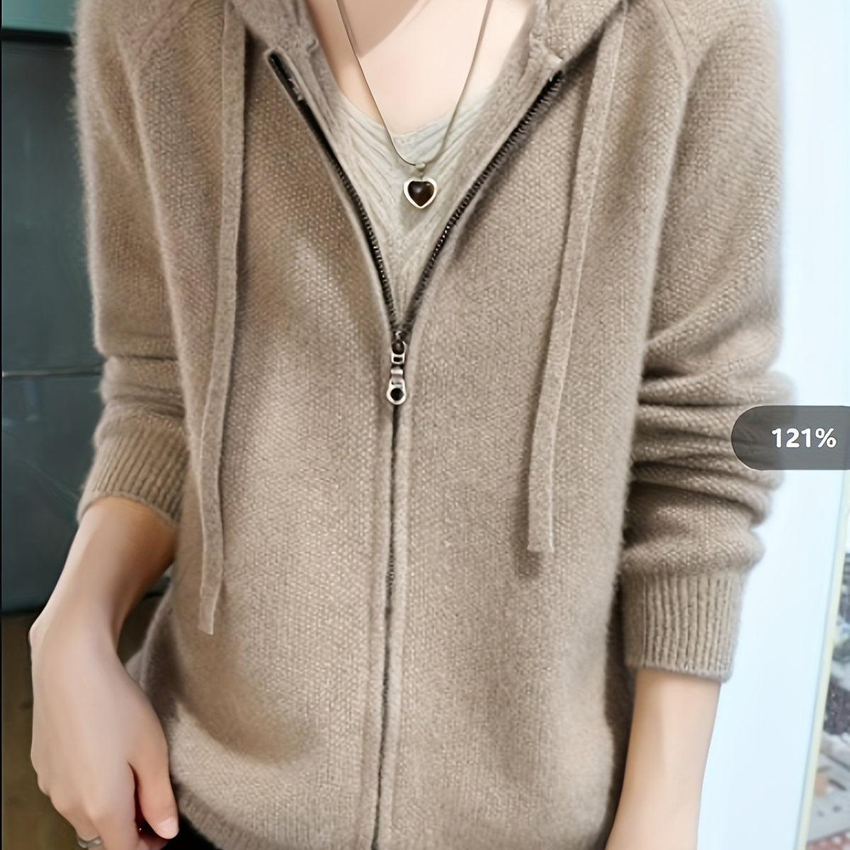 Allegra Hooded Zip-Up Knit Cardigan