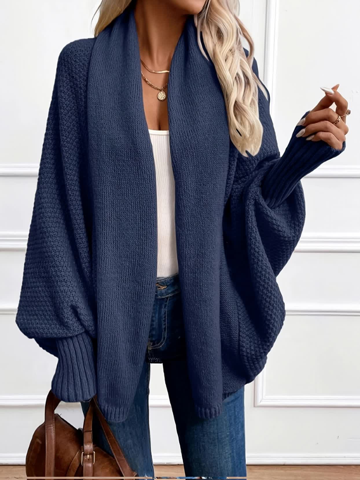 Evelina Draped Shawl-Collar Cardigan