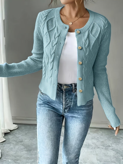 Melisande Cable-Knit Button-Front Cardigan