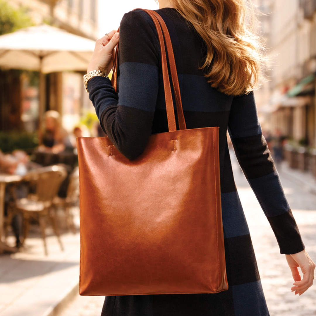 Lisette Structured Leather Tote Bag