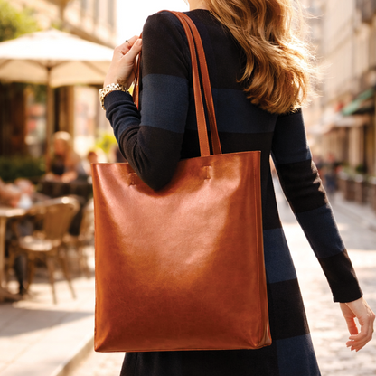 Lisette Structured Leather Tote Bag