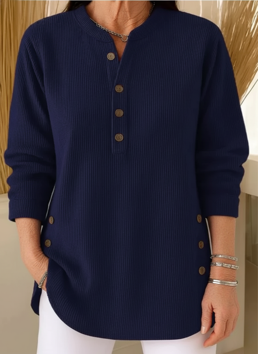 Elowen Ribbed Henley Tunic Sweater