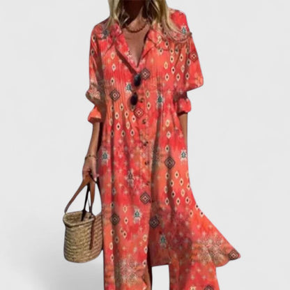 Elena Floral Button-Front Midi Dress