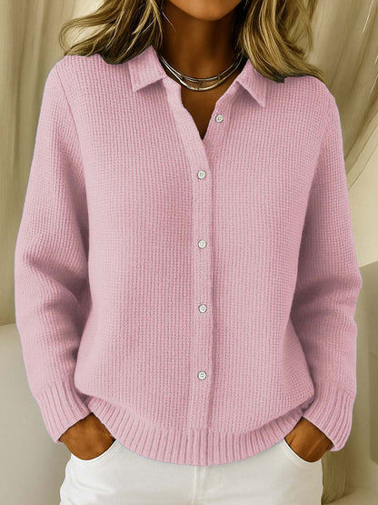 Gaia Waffle-Knit Button-Front Cardigan