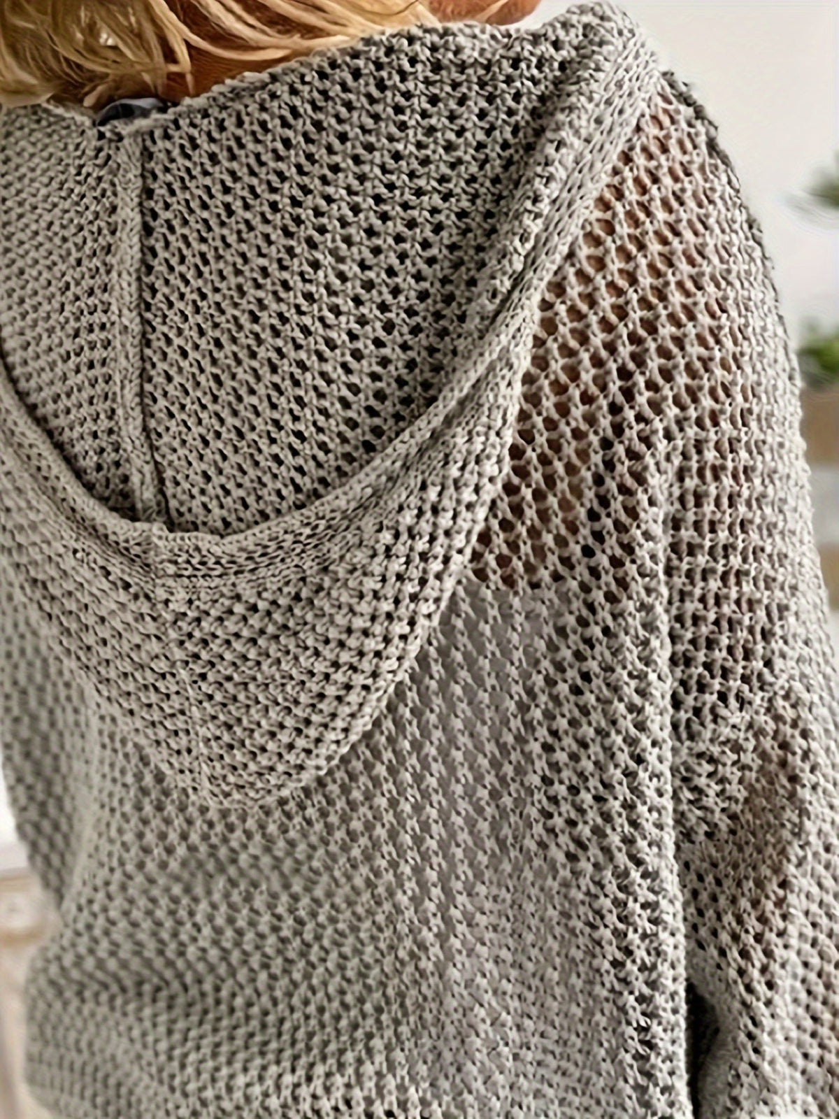 Isabeau Open-Knit Hooded Sweater