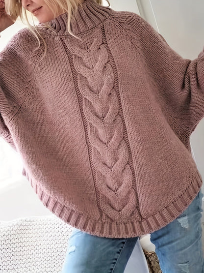 Mirabel Cable-Knit High-Neck Sweater