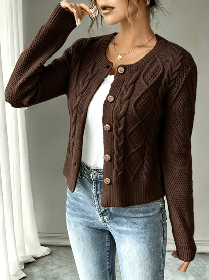 Melisande Cable-Knit Button-Front Cardigan