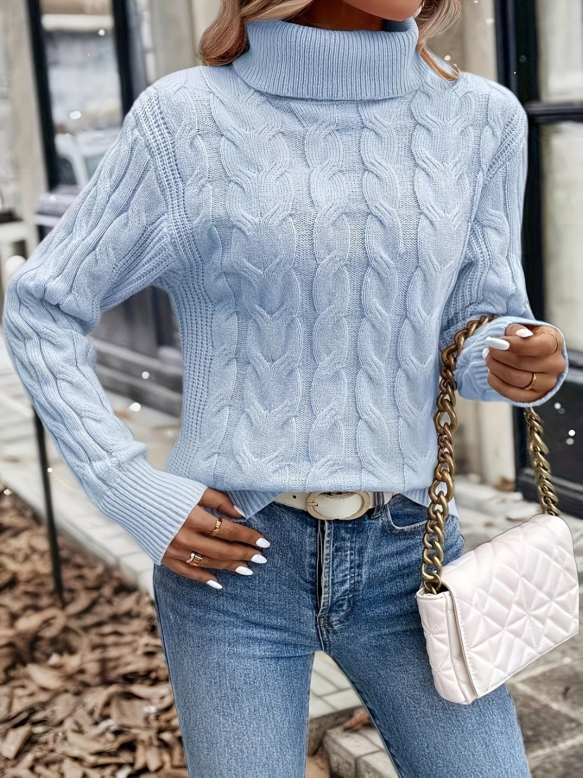 Rosamund Cable-Knit Turtleneck Sweater