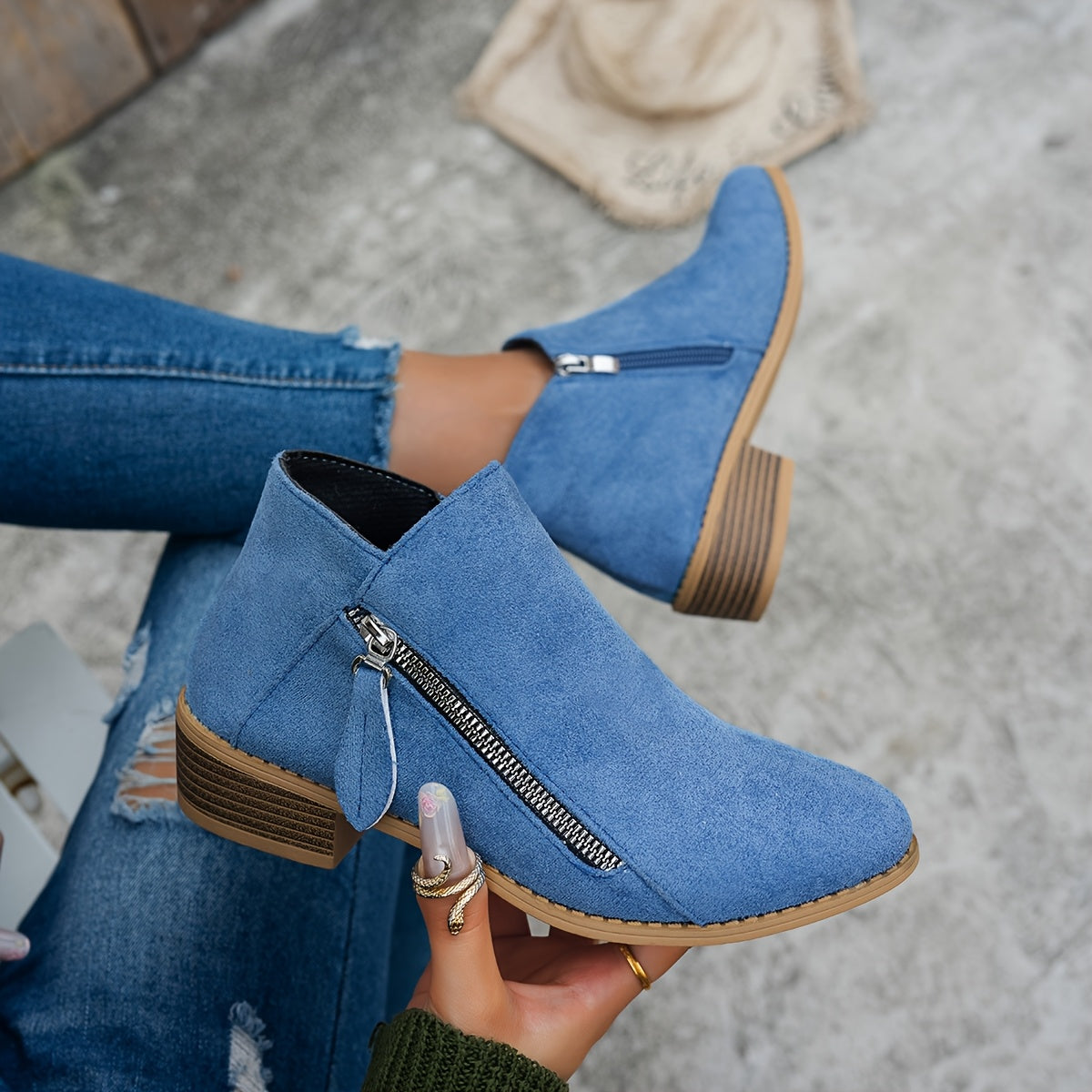 Evelina Side-Zip Ankle Boots