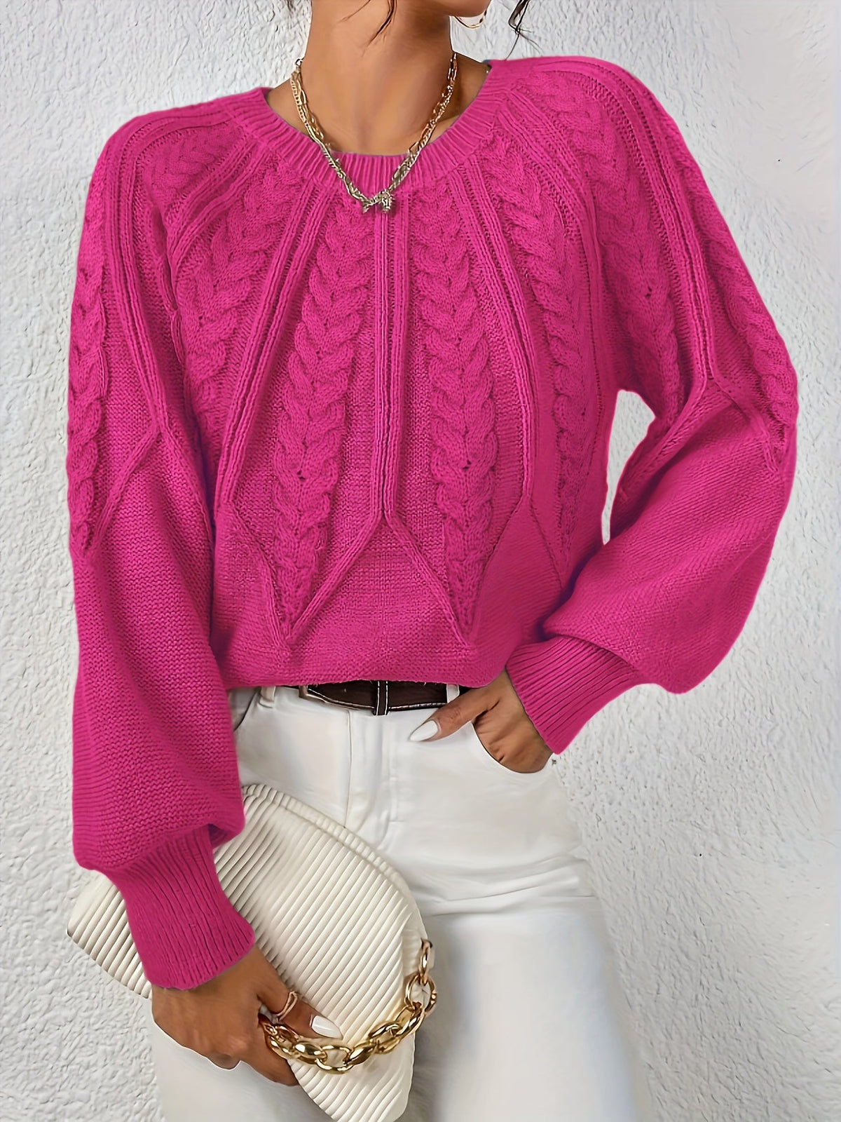 Marielle Cable-Knit Round-Neck Sweater