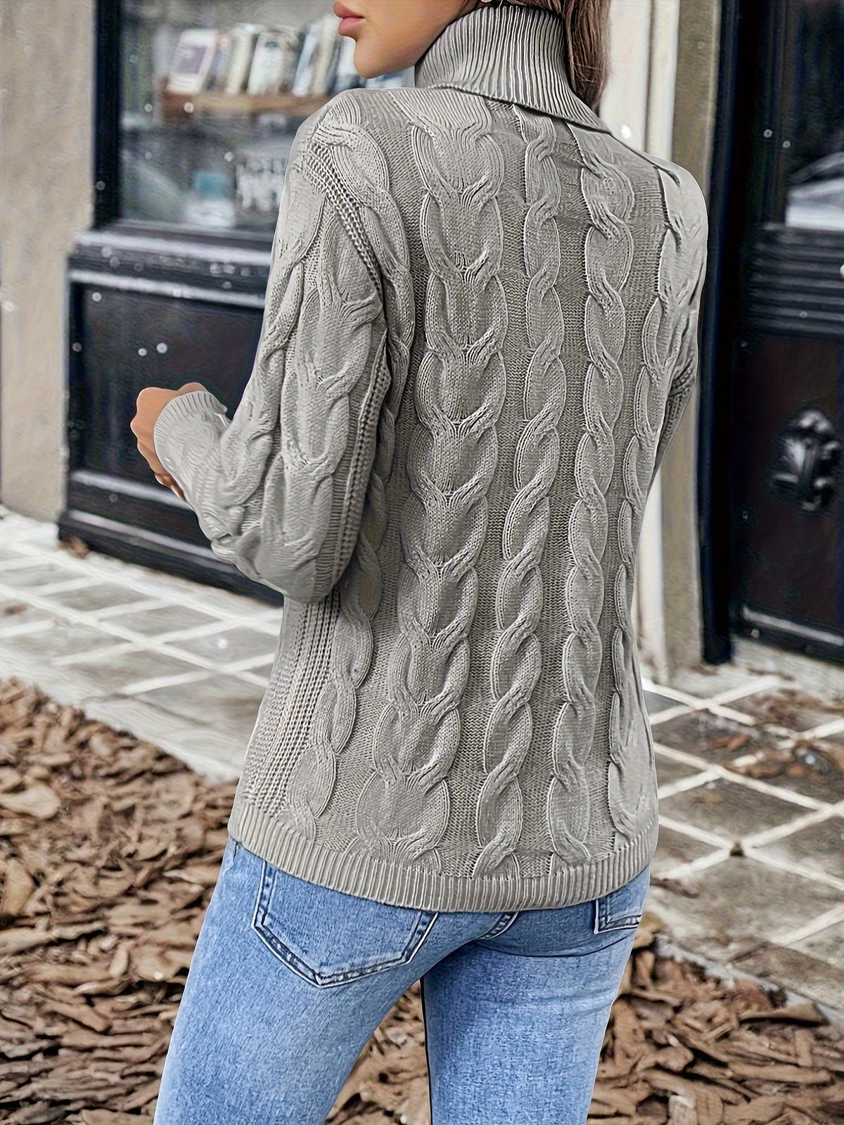Rosamund Cable-Knit Turtleneck Sweater