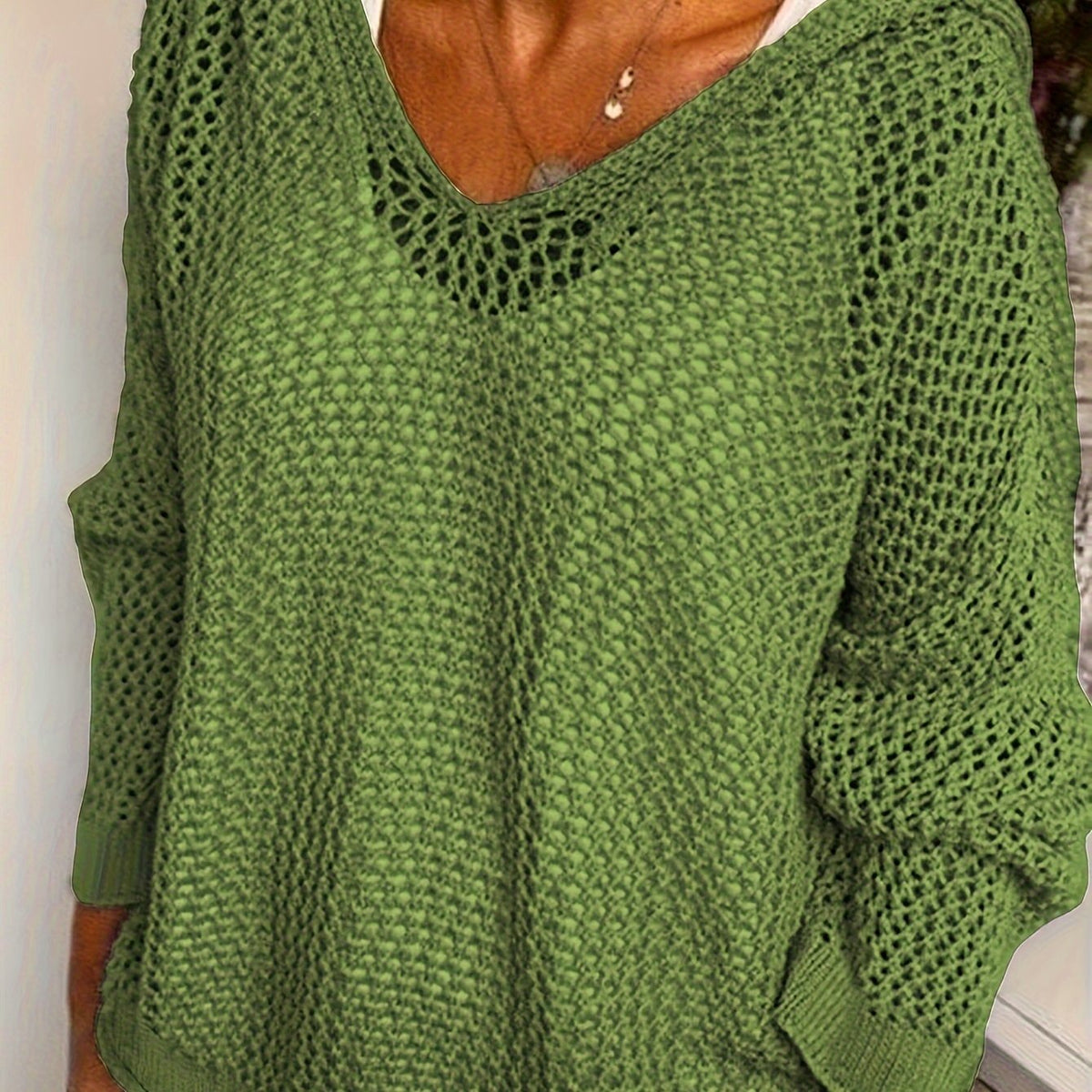 Isabeau Open-Knit Hooded Sweater