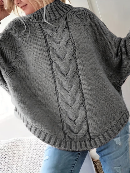 Mirabel Cable-Knit High-Neck Sweater